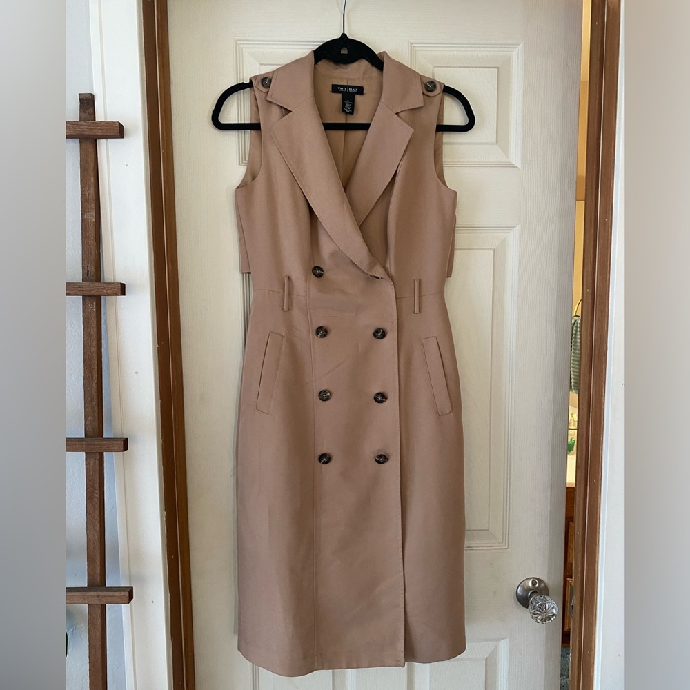 Accepting offers- WHBM Sleeveless Double-Breasted Midi Dress in Taupe